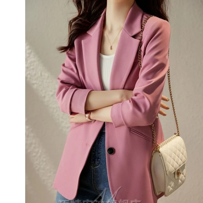 Luxury Black Suit Vintage Long Sleeve Blazer Women Slim Spring Autumn Jacket Single-breasted Office Lady Korean Fashion Coat