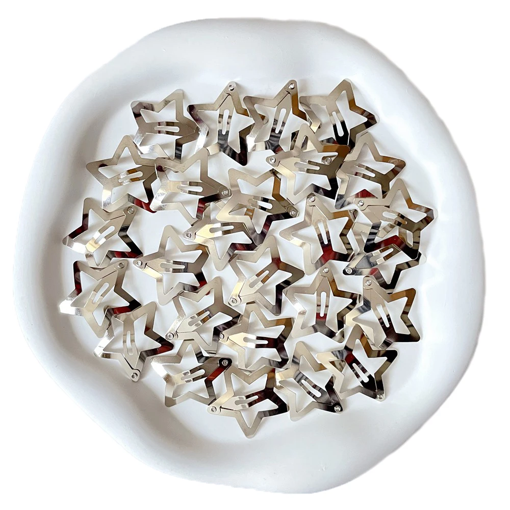 

30Pcs/Lot 3CM Silver Star Hair Clip Hair Metal Snap Clip Hairpins Barrettes for Girls Kids Headwear Hair Accessories for Girls