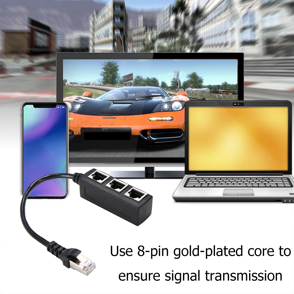 

Переходник-разветвитель, кабеля Ethernet с 1 штекера на 3 гнезда, разъем RJ45