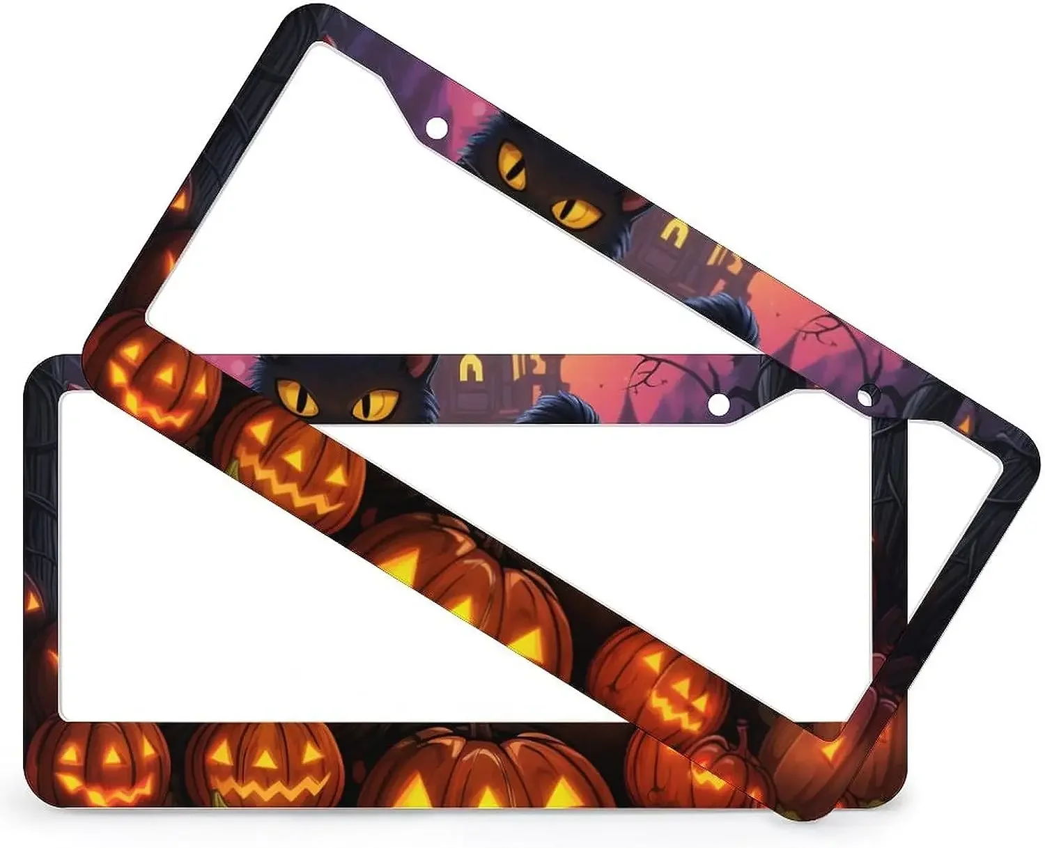 Хэллоуин Черный Кот Полная Луна Страшная Тыква Крышка Номерного Знака Передние