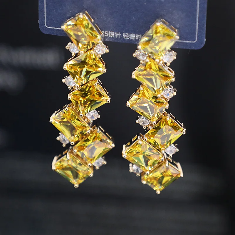 Сцепляющиеся Комбинированные Серьги с микро-инкрустацией из циркония