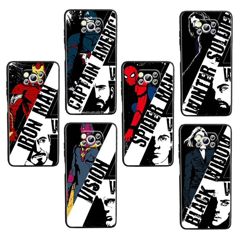 

Avengers Marvel superhero For Xiaomi Civi Mi Poco X3 NFC F3 GT M4 M3 M2 X2 F2 Pro C3 F1 Black luxury Silicone Soft Phone Case