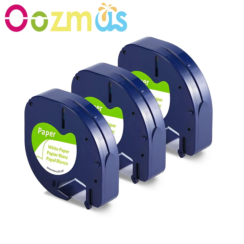 Oozmas 91200 черно-белая бумага 12 мм * 4 м совместимая с DYMO LetraTag Сменные ленты для