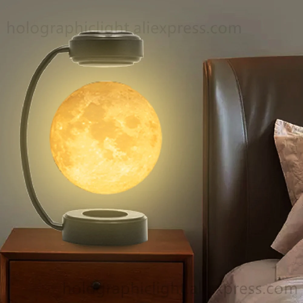 3D Magnetic Levitating Moon LED Night Light Floating Wireless Moon Ball Lamp Moon Lamp Rotating Office Home Room Decoration Gift