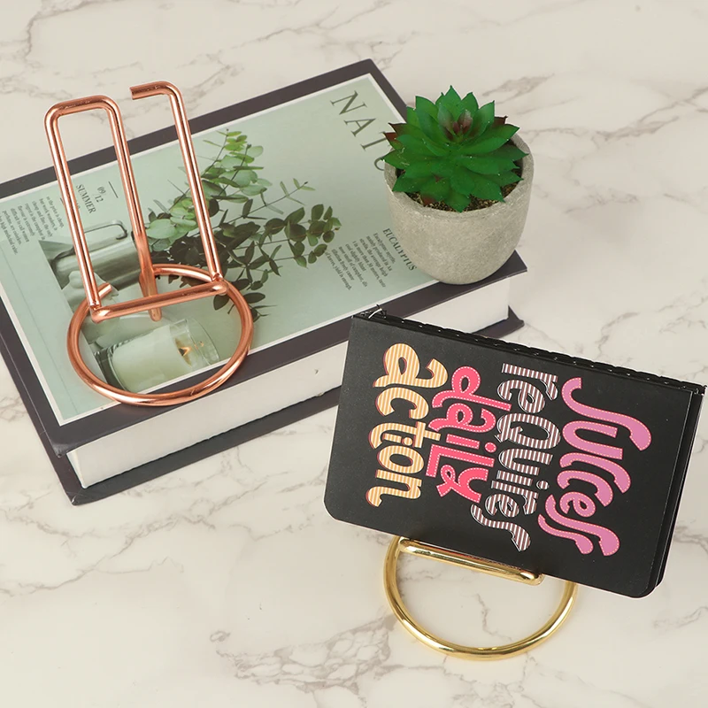 

Card Holder Metal Paper Organizer Binder Clip Display Office Business Card Stand