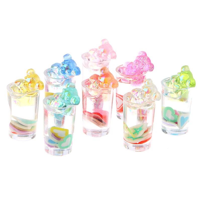 

5 шт., 1:12 кукольный домик, мини-медведь, чашка, разные цвета, чашка для воды, бутылка для напитков, Декор, игрушка, сцена, модель, игрушки, куколь...