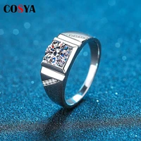 cosya 100 s925 sterling silver 1 carat moissanite mens ring women ring high carbon diamond rings women party jewelry