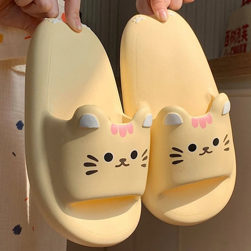 2023 New Cartoon Cats Pattern Cute Cat Ears Design Women Slipper Men Summer Leisure Slides Sandals Couple home Woman Shoes