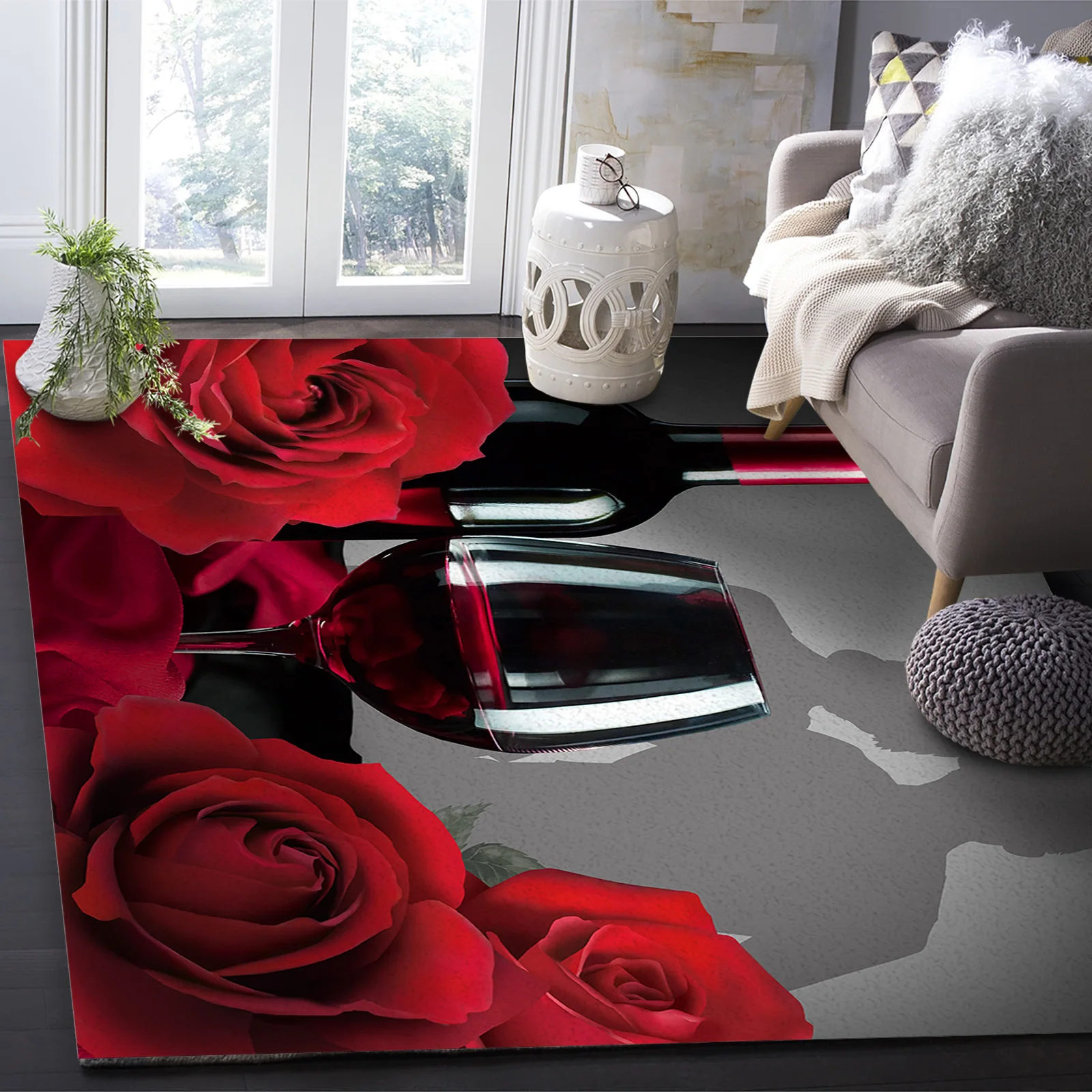 Ковры в виде красного вина с розами на День святого Валентина Домашние коврики