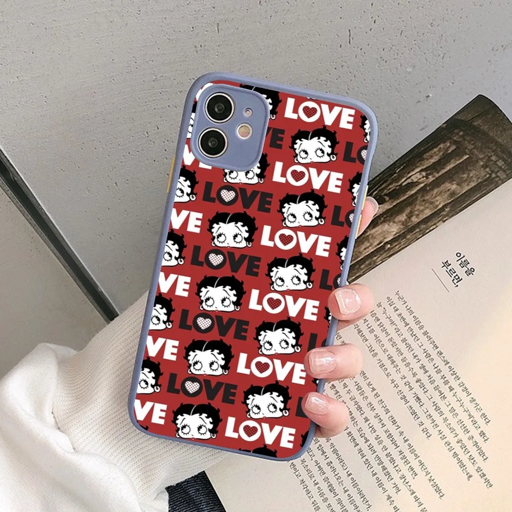 Фото Чехол для телефона B-Betty-Cute-Boop, прозрачный матовый чехол для iPhone 14 11 12 13 Mini Pro Max 8 7 Plus X XR XS MAX №5