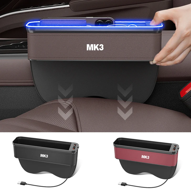 

Gm Car Seat Storage Box with Atmosphere Light Car Seat Cleaning Organizer Seat USB Charging Car Accessories For Volkswagen MK3