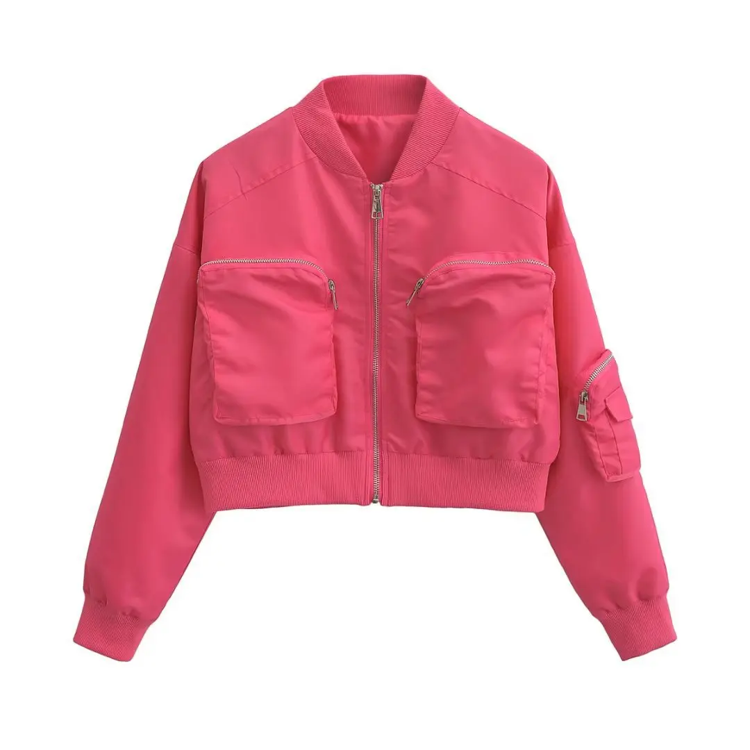 

Pilots Chaquetas New In Outerwears Y2k Streetwear Women's Racer Aviator Jacket Spring Overcoat Female Short Bomber Jacket Coat