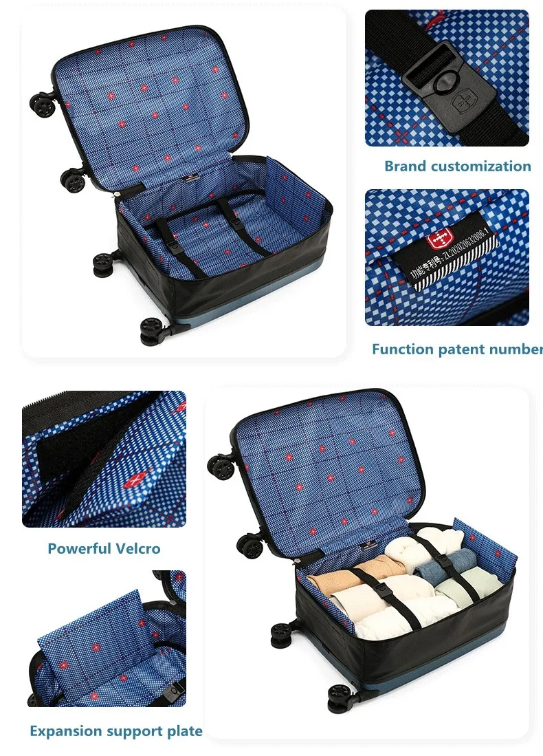 20 Inches Female Large-capacity Front Opening Business Travel Suitcase Universal Wheel Password Trolley Case Foldable Luggage