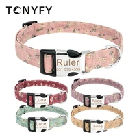 pet collar personalized engrave dog collar vintage flower customize name phone custom id cat collar engraved all pets supplies