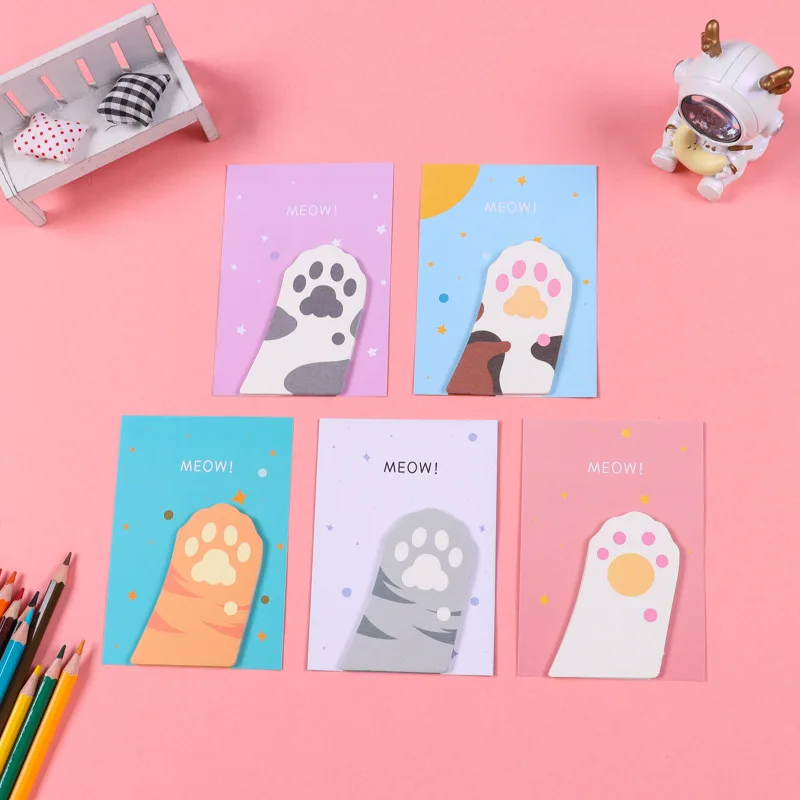 

2 Packs Kawaii Cat Paw Memo Pads Cute Sticky Notes Japanese Stationery Notebook Planner Journal Decorations Office Supplies