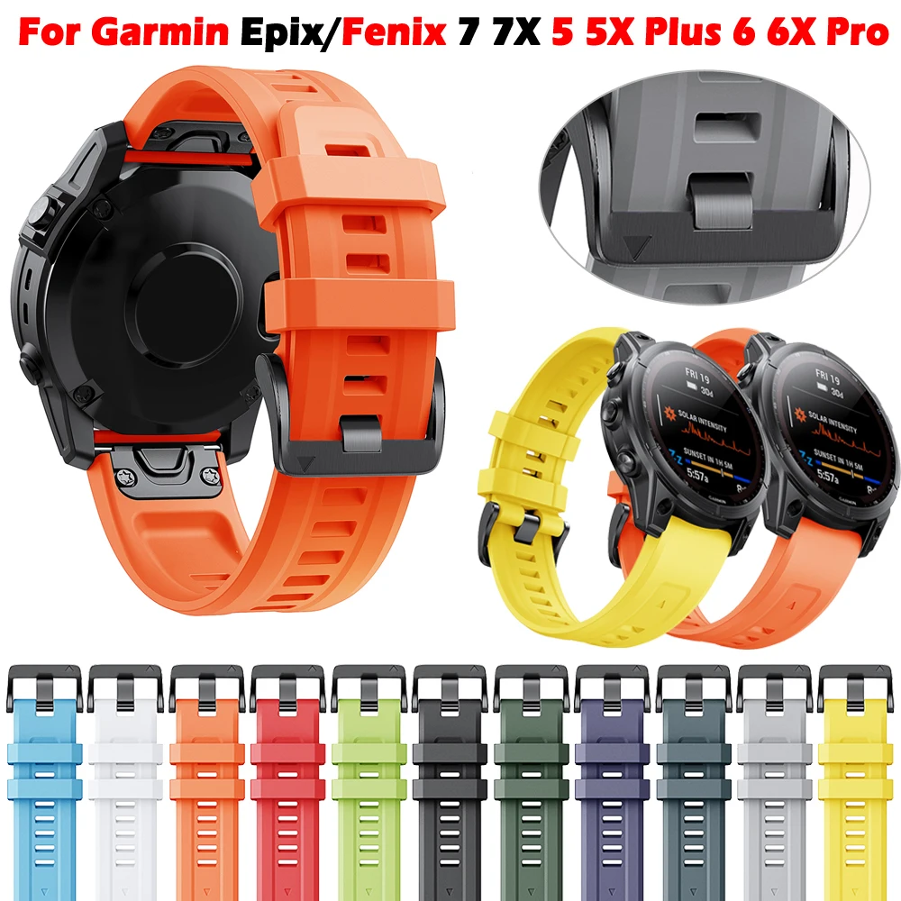 

22 26mm Smart Wand Band For Garmin Fenix 7 7X Epix 6X 6 Pro 5X 5 Plus 3 3HR 945 935 Descent Mk1 Easyfit Strap Silicone Watchband