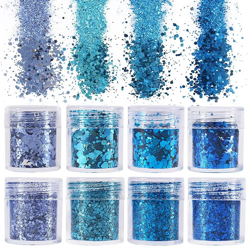 

8 Pcs Sequins, Thick and Delicate Glitter Mixed Craft Body Face Hair Makeup Nail Art
