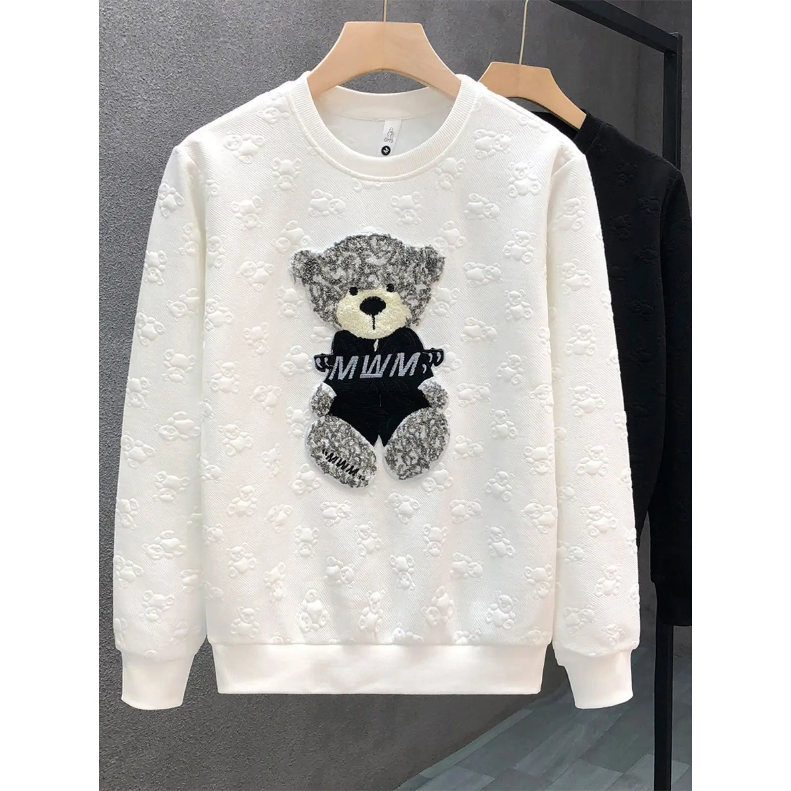 

Korean Men's English Yapi Embroidery Slim Fit Sweater Men's Spring And Autumn Round Neck Long Sleeve Coat Autumn And Winter Top