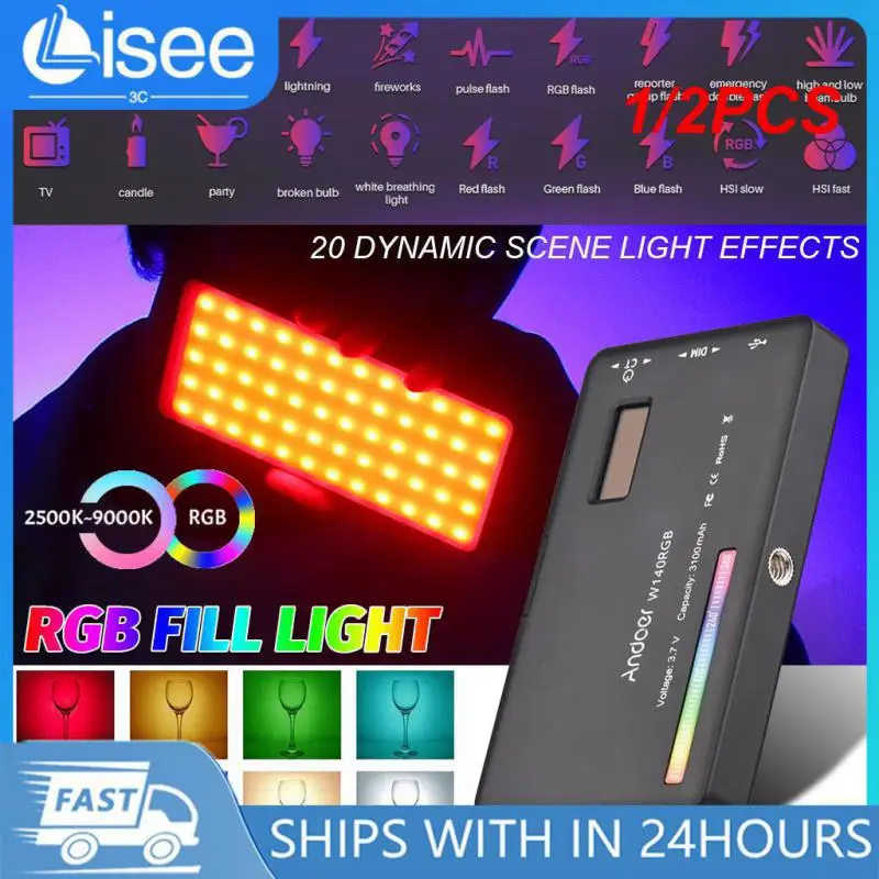 

1/2PCS LED Video Light Photography Fill Camera Lighting Panel CRI95+ 2500-9000K LCD Display Cold Shoe For Vlog Live Streaming