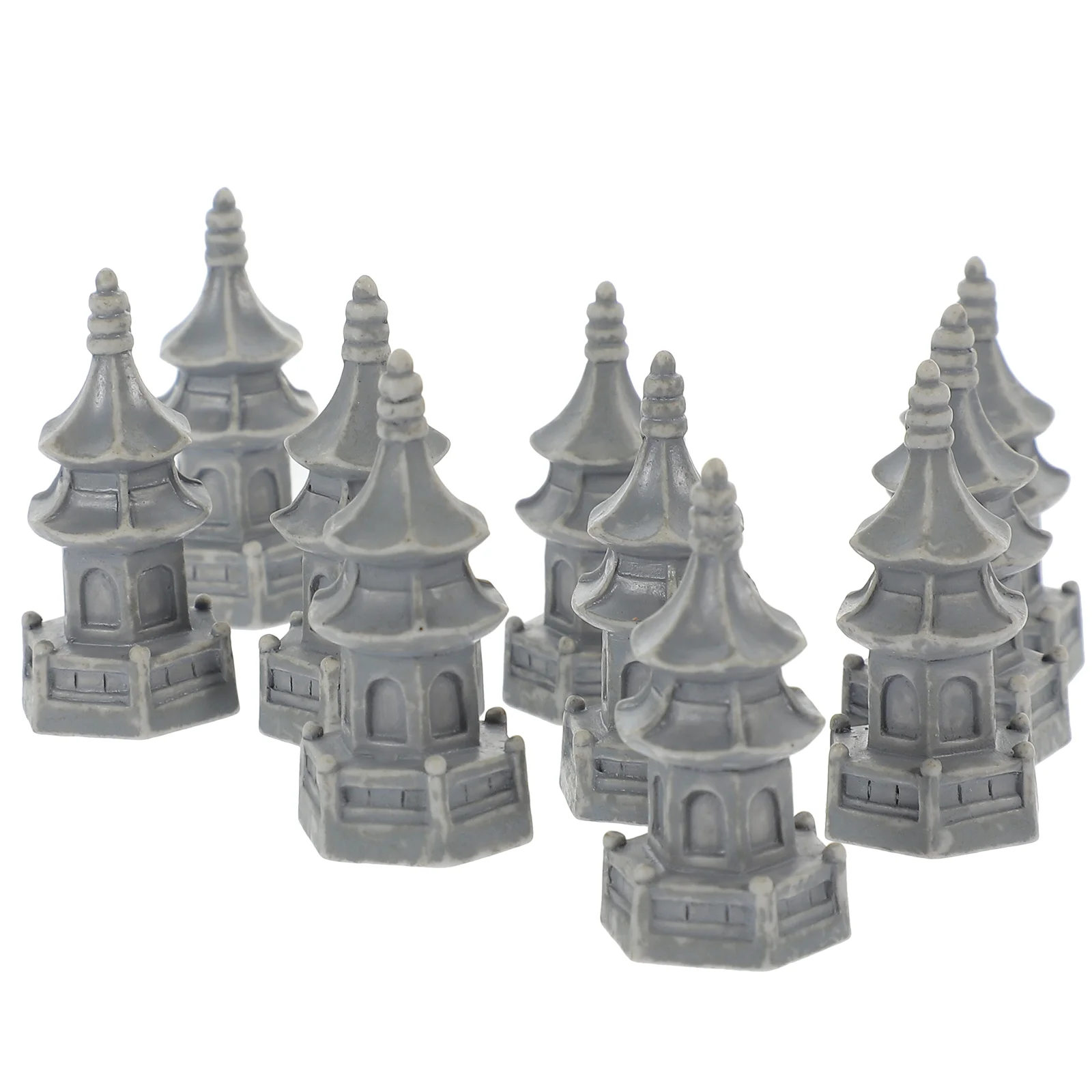 

10pcs Pagoda Statue Tower Statue Zen Garden Pagoda Decor Bonsai Miniature Pagoda
