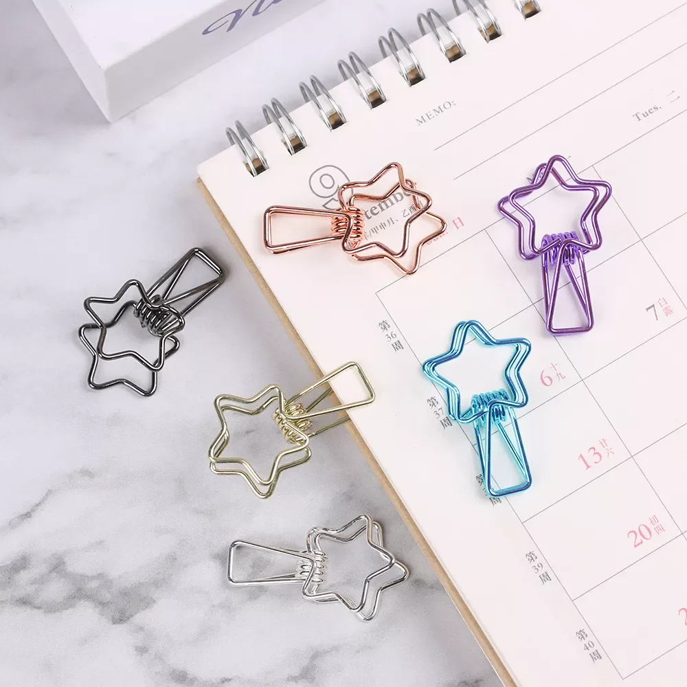 

6Pcs Colorful Long Tail Clips Hollow Out Metal Binder Clip Hand Book Folder Paper Organizer Stationery Office School Supply