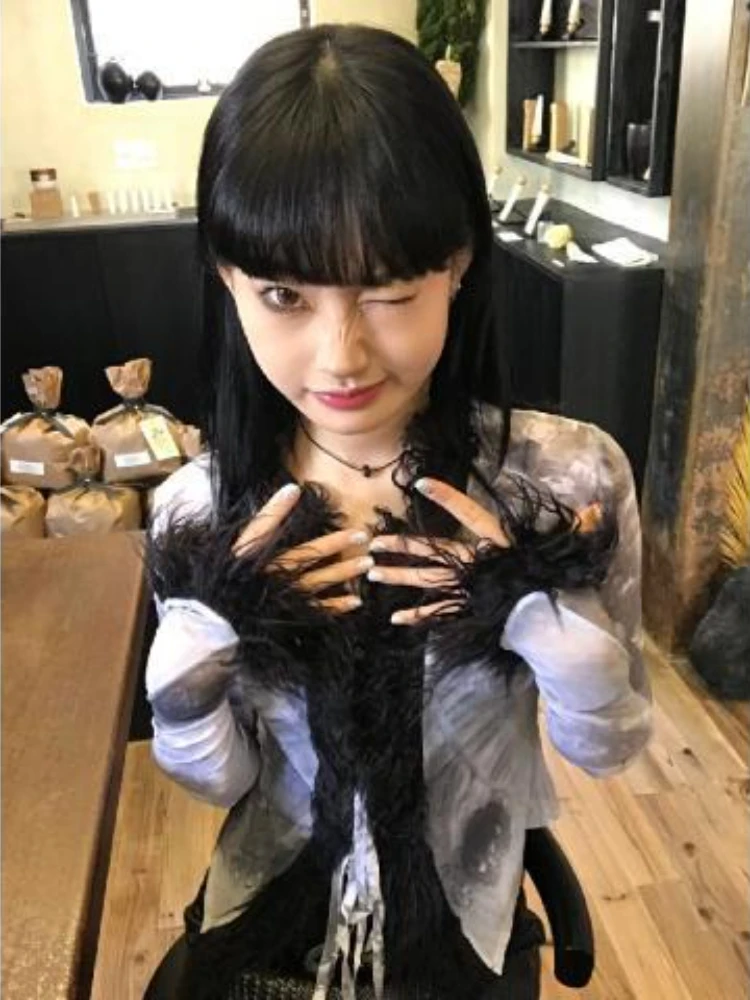 Y2k эстетические Лоскутные пушистые бандажные кардиганы Модные Винтажные