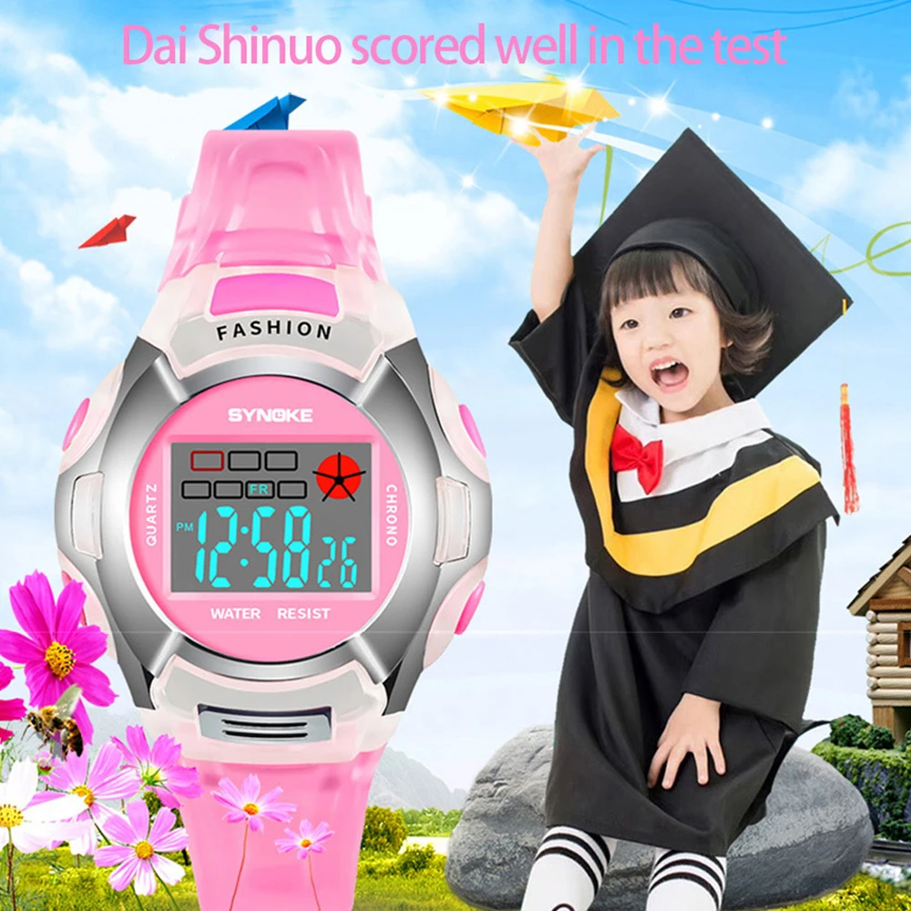 

Luminous Children Kids Watch Color Light Dial Life Waterproof Intelligent Watch Multi-function Luminous Led Alarm Sport