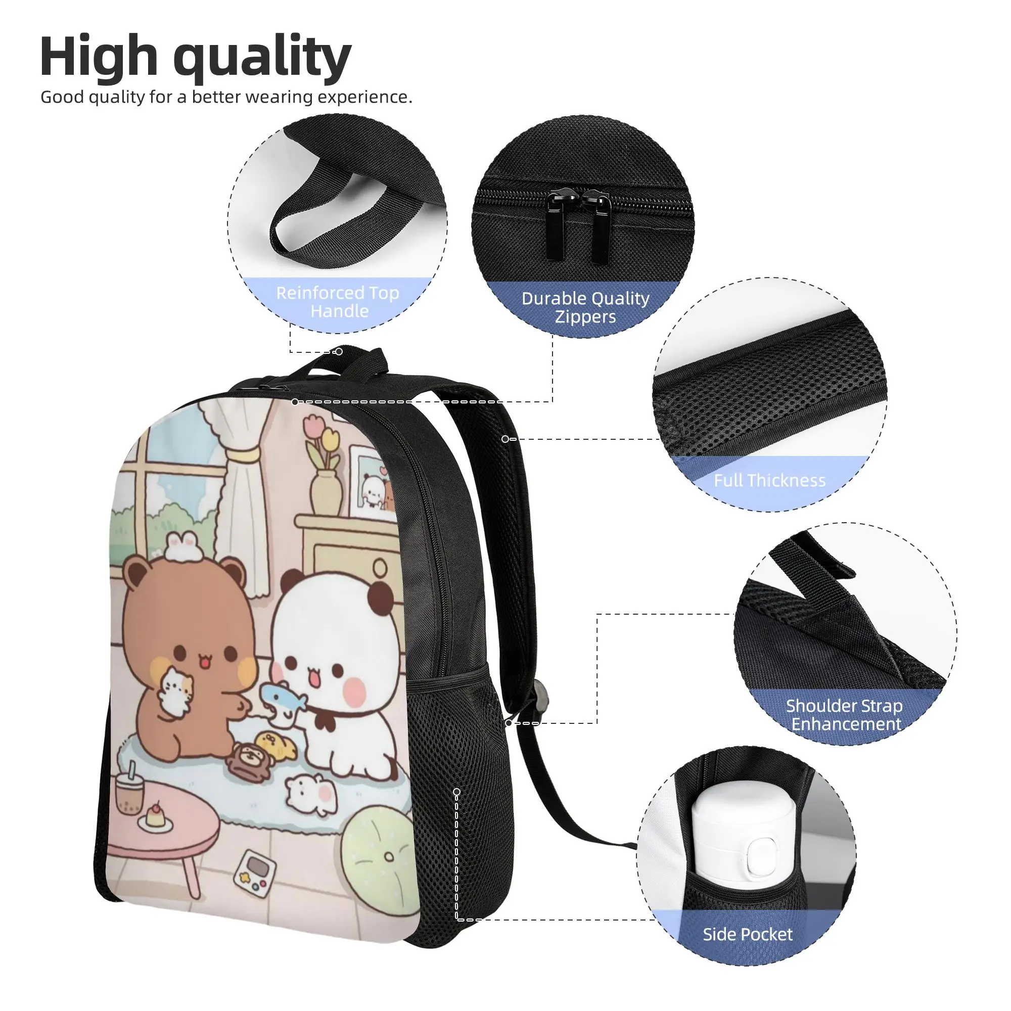Фото Рюкзак Cute Bear Bubu Dudu для мужчин, женщин, подростков, школьный, деловой, повседневный, для ноутбука, сумка через плечо, для активного отдыха №4
