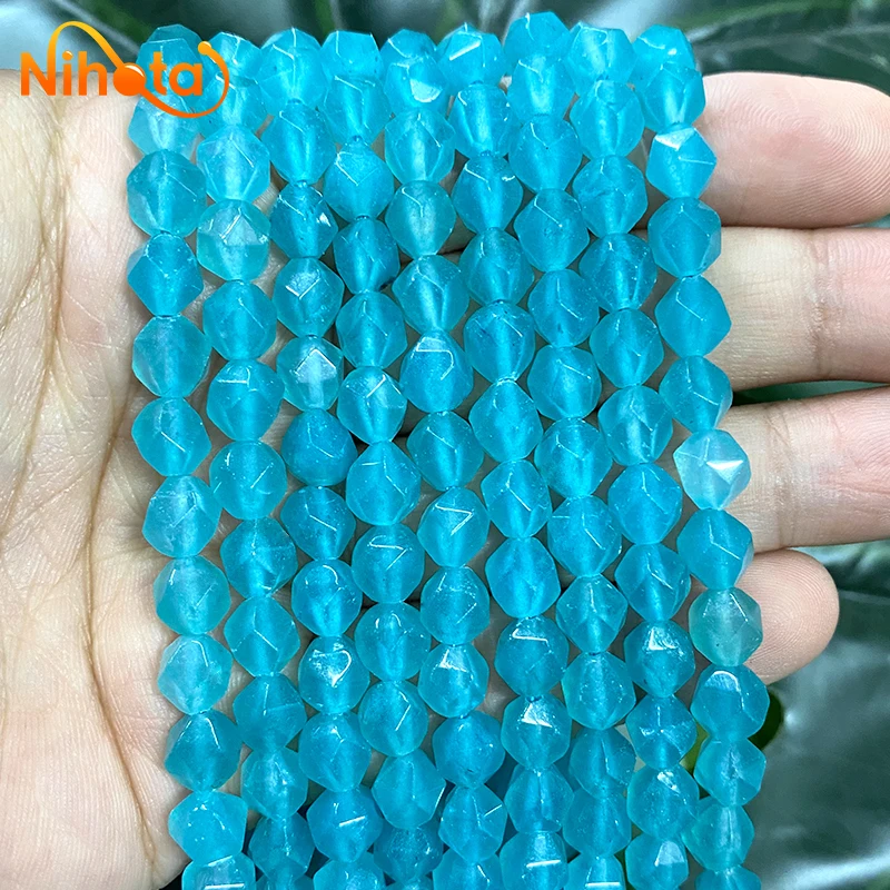 

Faceted Natural Stone Blue Amazonite Chalcedony Loose Spacers Beads 8mm for DIY Accessories Necklace Making Jewelry 15" Strand