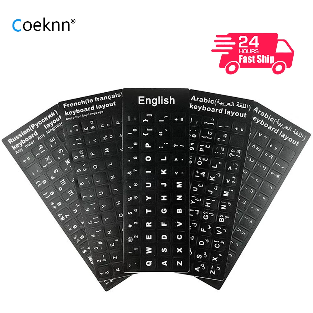 

Russian French English Arabic Spanish Portuguese Hebrew Keyboard Stickers Letter Alphabet Layout Sticker For Laptop Desktop PC