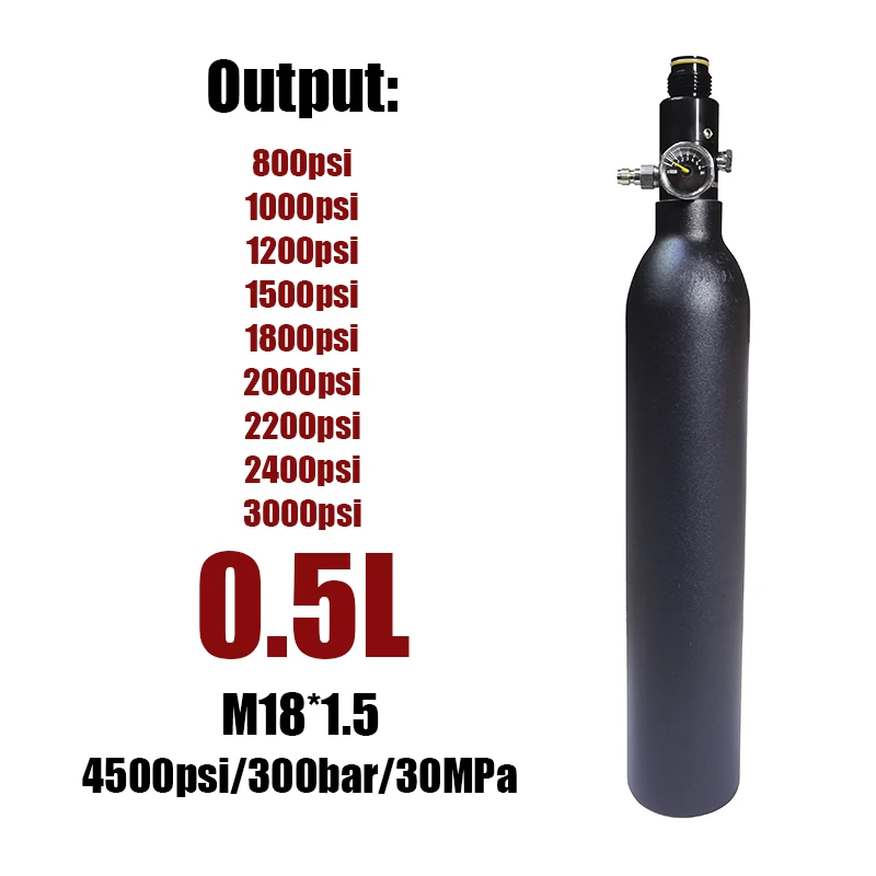 Баллон для сжатого воздуха 0.25L 0.35L 0.5L CO2 баллон 4500psi 30MPa 300bar M18 * 1 5 с регулятором на