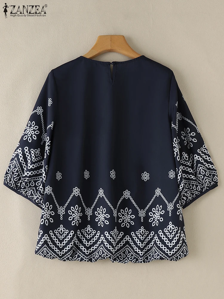 ZANZEA элегантные праздничные туники топы с пышными рукавами 3/4 женские свободные