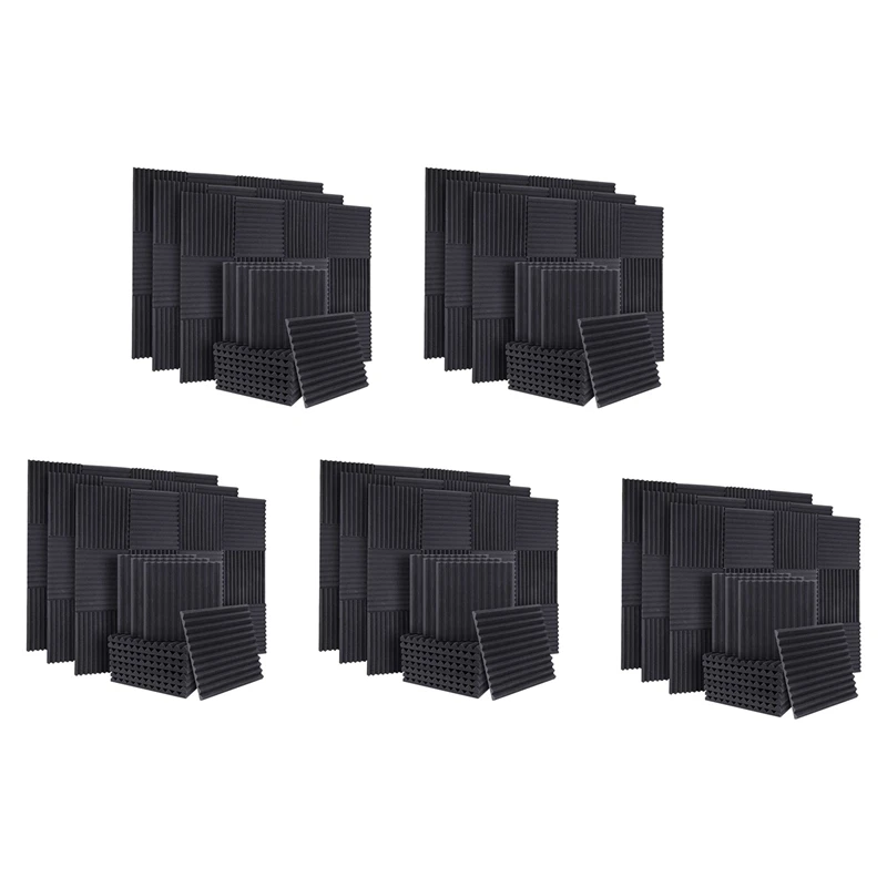 

250Pc Acoustic Soundproof Foam Sound Absorbing Panels Sound Insulation Panels Wedge For Studio Walls Ceiling,1X12x12inch