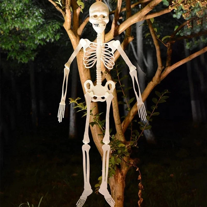 

Реквизит для страшного Хэллоуина, светящийся подвесной скелет для Хэллоуина, искусственный череп для украшения дома, улицы, двора, сада