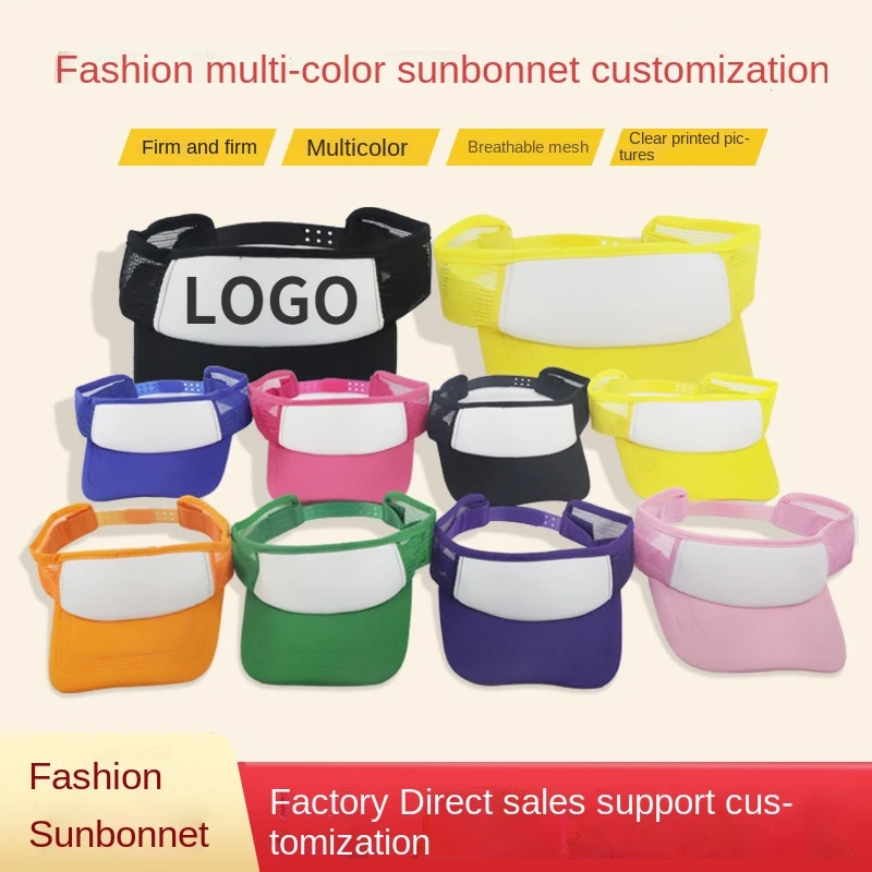 

Customized Logo Summer Sports Sun Hat Men Women Adjustable Sunshade UV Protection Empty Top Tennis Golf Running Sun Cap Gorros