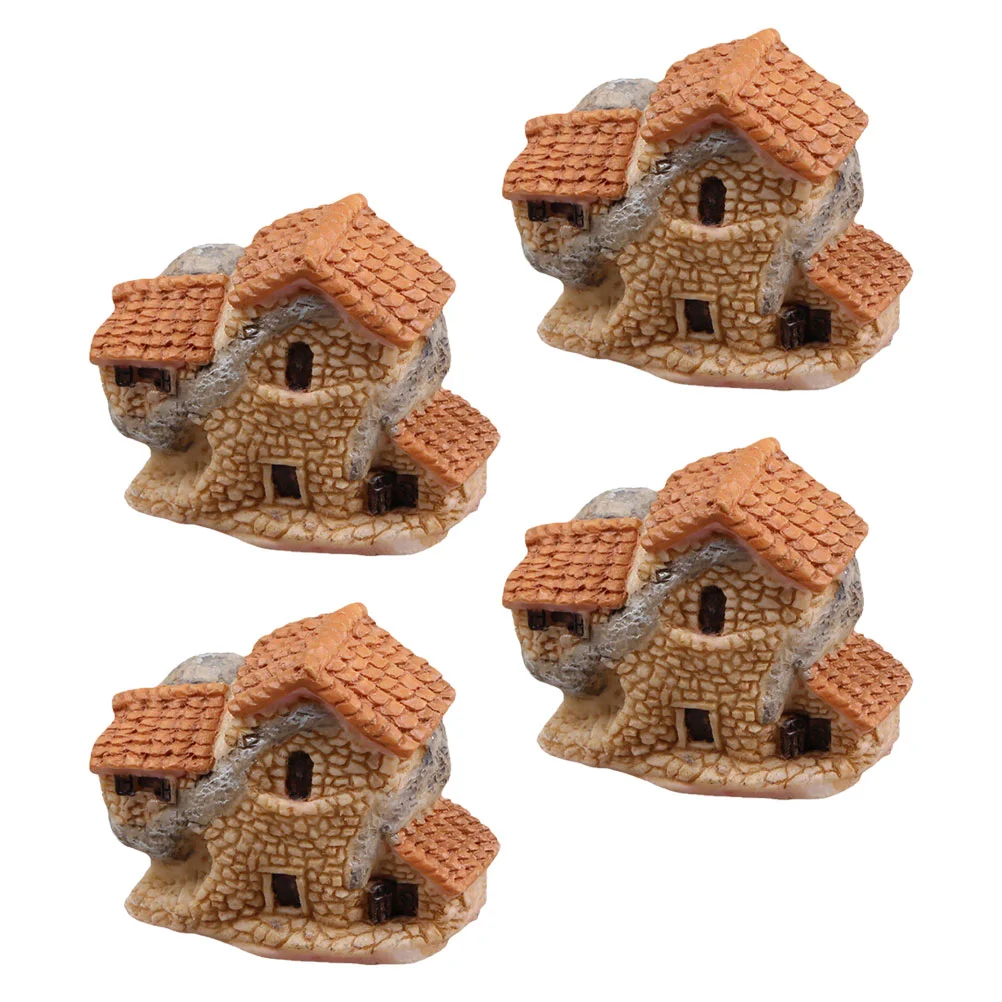 

4 шт. мини-украшения в форме дома, микро ландшафтное украшение, садовые украшения