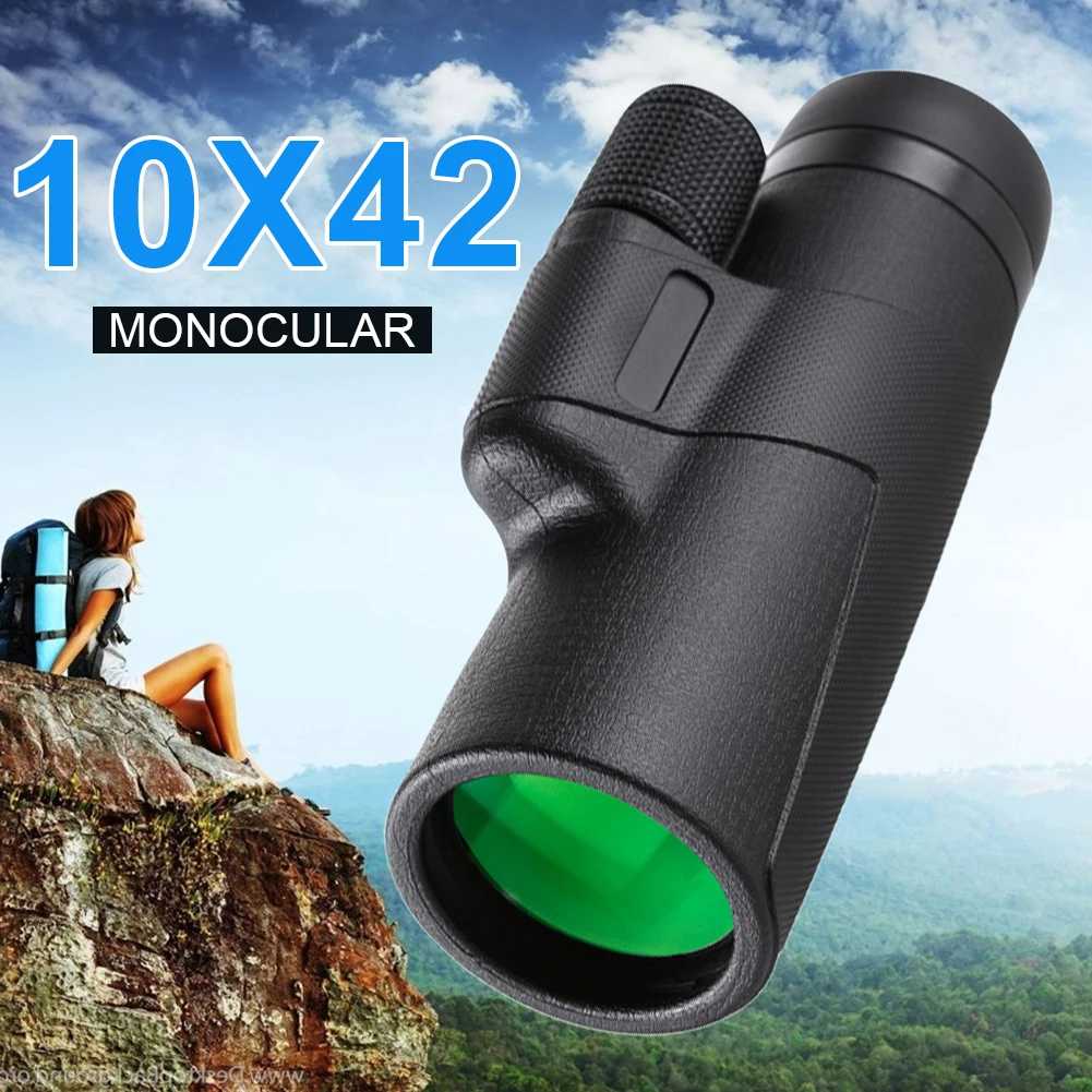 

Профессиональный HD монокулярный телескоп 10X42, противотуманный водонепроницаемый Монокуляр с адаптером для наружного наблюдения за птицам...