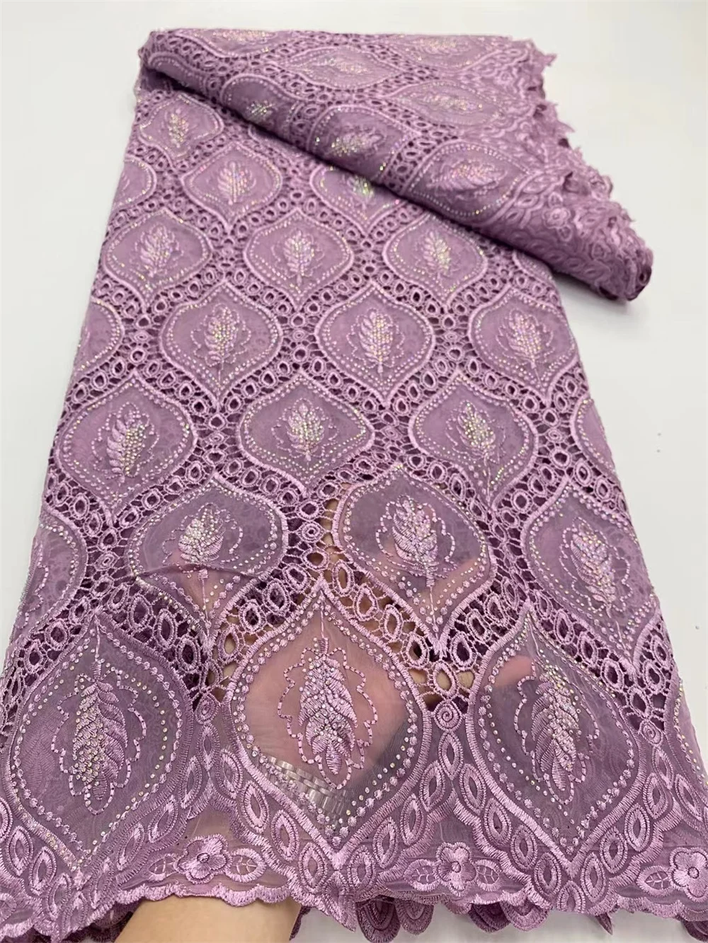 Белый хлопковый кружевной материал AIOSC для вечерних платьев