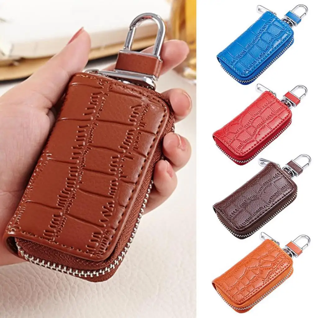 

Men's Genuine Leather Wallet Zipper Small Purse Card Holder Man Coin Key Purse 2022
