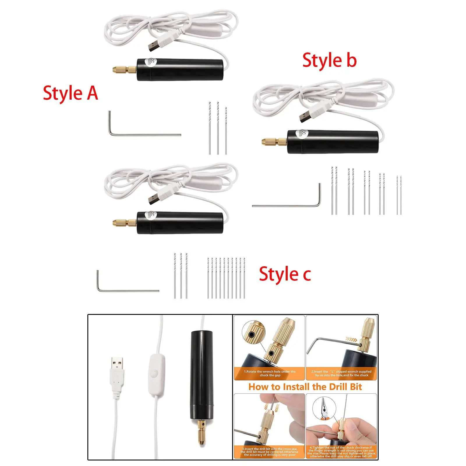 

Mini Electric Corded Hand Drill Kit Electrical Pin Vise Set for DIY Crafts