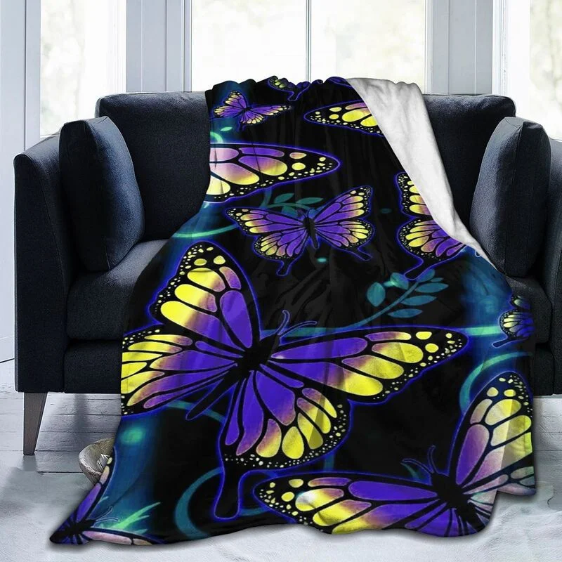 

Butterfly Throw Blanket Smooth Lightweight Soft Print Blanket for Travelling Camping Gift Kid Adult Flannel Fleece Blanket Queen