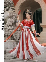 new hanfu fairy traditional chinese style princess dress folk dance costumes cosplay tang dynasty embroidered gules summer