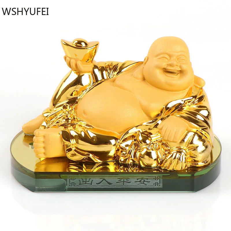 

Car Decoration Perfume Seat Maitreya Buddha Statue Desktop Ornaments Exquisite Resin Crafts Home Fengshui Decor Accessories