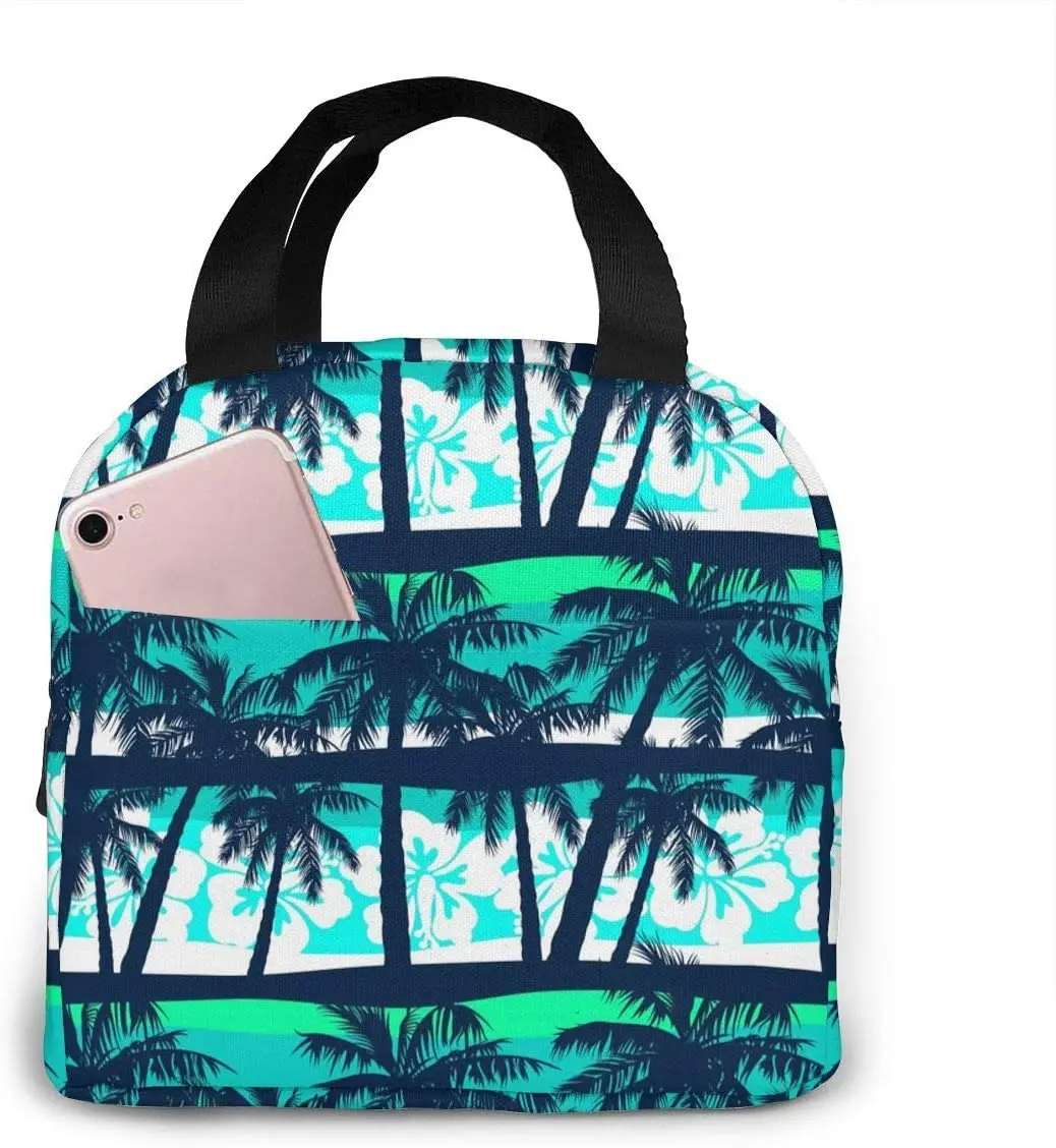 

Tropical Palm Tree Insulated Lunch Bag Leakproof Cooler Lunch Box for Men Women Reusable Thermal Tote Bag for Work School Picnic