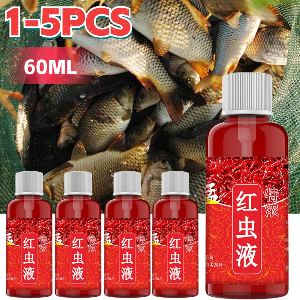 1-5PCS 60ml Fish Bait Additive Multipurpose Concentrated Red Worm Liquid Permeability Promote Appetite for Trout Cod Carp Bass - купить по