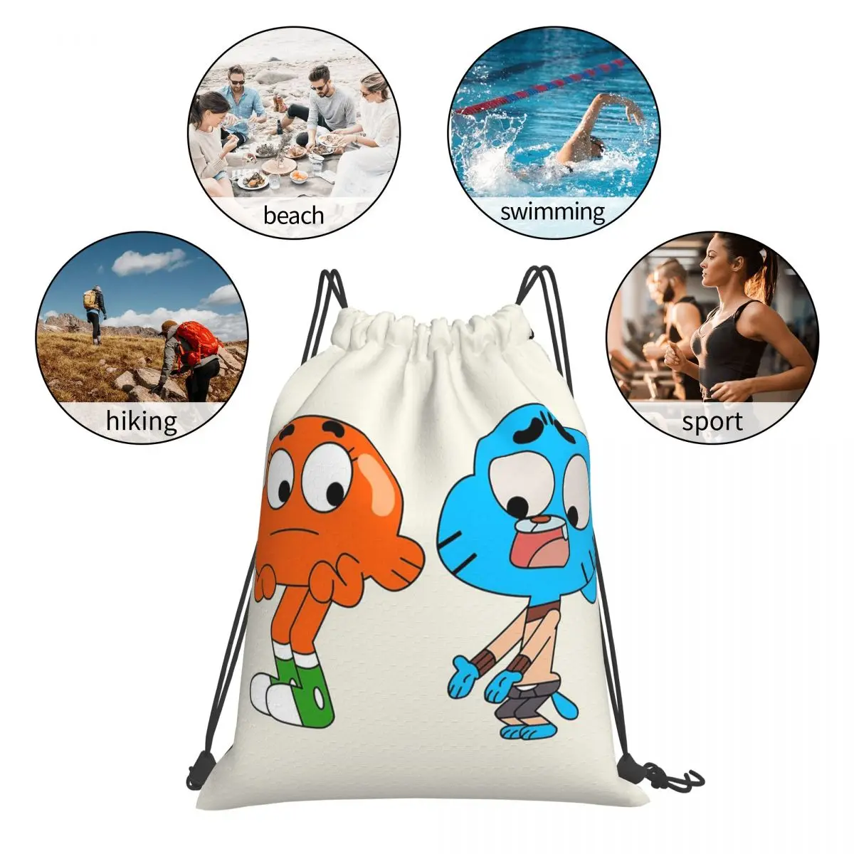 Гамбол и Дарвин что я рюкзаки Портативные сумки на шнурке Пучок Карманная сумка