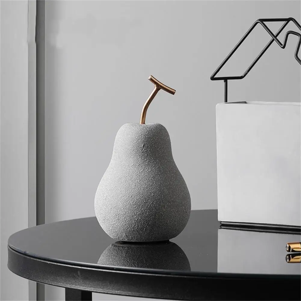 

Apples Statue Undeformable Ceramic Rounded Corners Nordic Style Apples Figurine Fruit Ornament for Bedroom