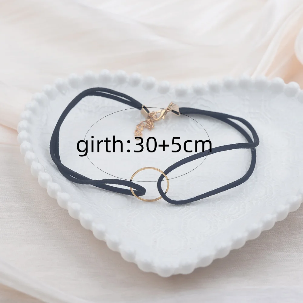 Женский двухслойный чокер с круглым кольцом