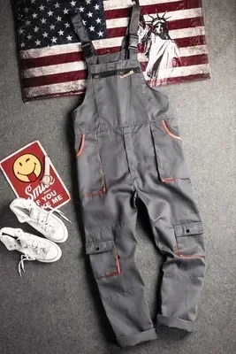 

Overalls Size Coverall Cargo Men Long Sleeve Jumpsuit Fly logo Pants Plus Rompers Uniform5xl Zipper Bib Pockets Casual Customize