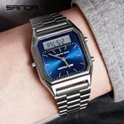 Новые мужские деловые кварцевые часы Sanda, простые мужские часы, модные часы в стиле ретро со стальным ремешком